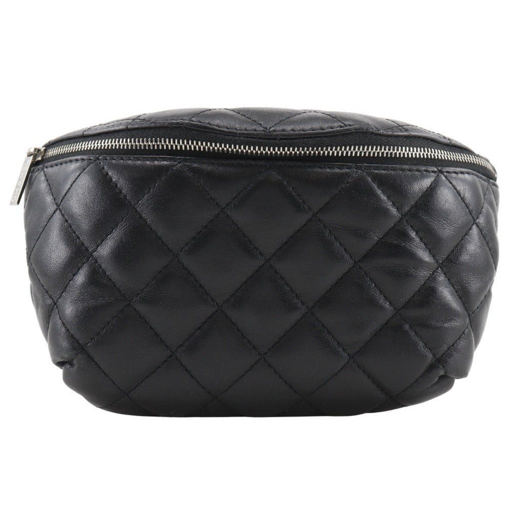 Chanel Black Leather Fanny Pack Sling Bag (Pre-Owned)