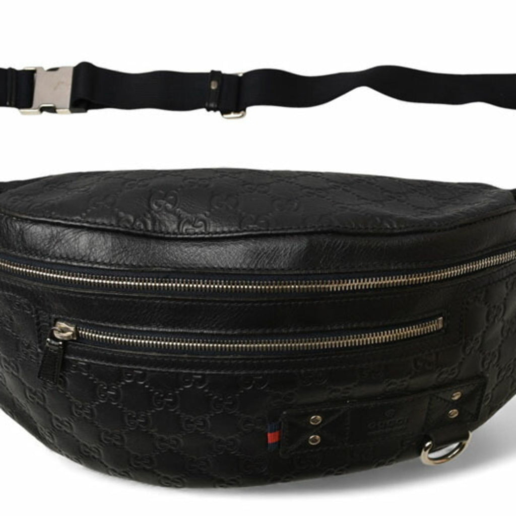 Gucci Navy Red Color Leather Sling Bag (Pre-Owned)