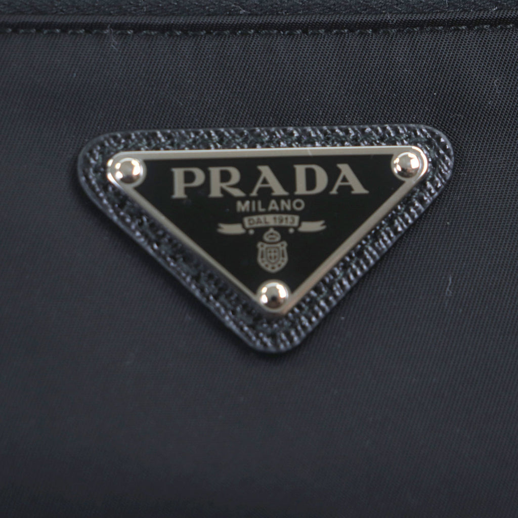 Prada Black Nylon Saffiano Triangle Pouch Shoulder Bag (Pre-Owned)