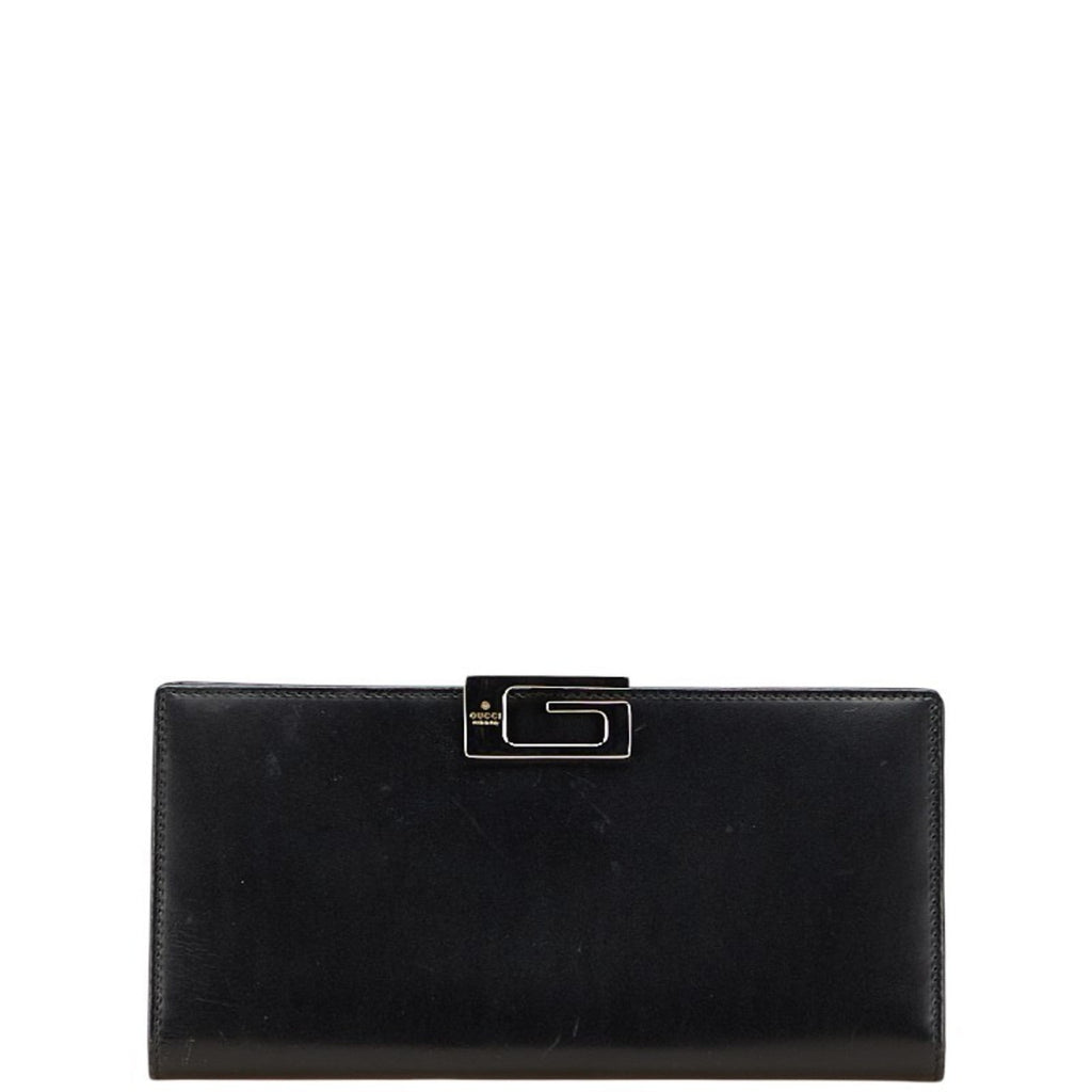 Gucci Black Leather Long Wallet (Bi-Fold) (Pre-Owned)