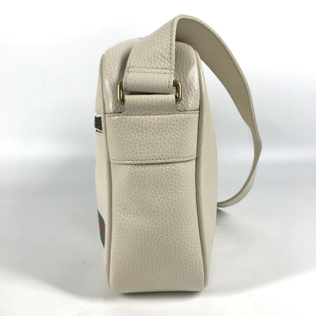 Gucci White Leather Messenger Bag Shoulder Bag (Pre-Owned)