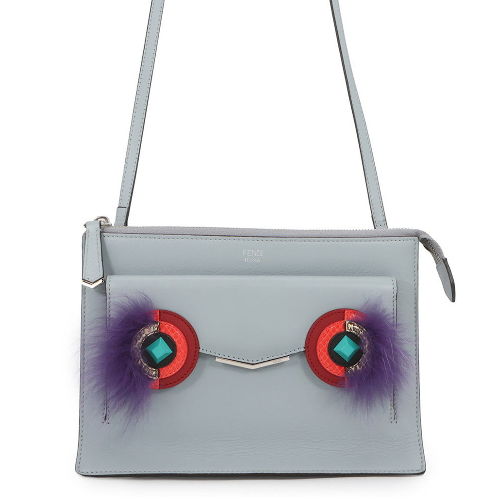 Fendi Gray Multi-Color Leather Clutch Bag Handbag Shoulder Bag (Pre-Owned)