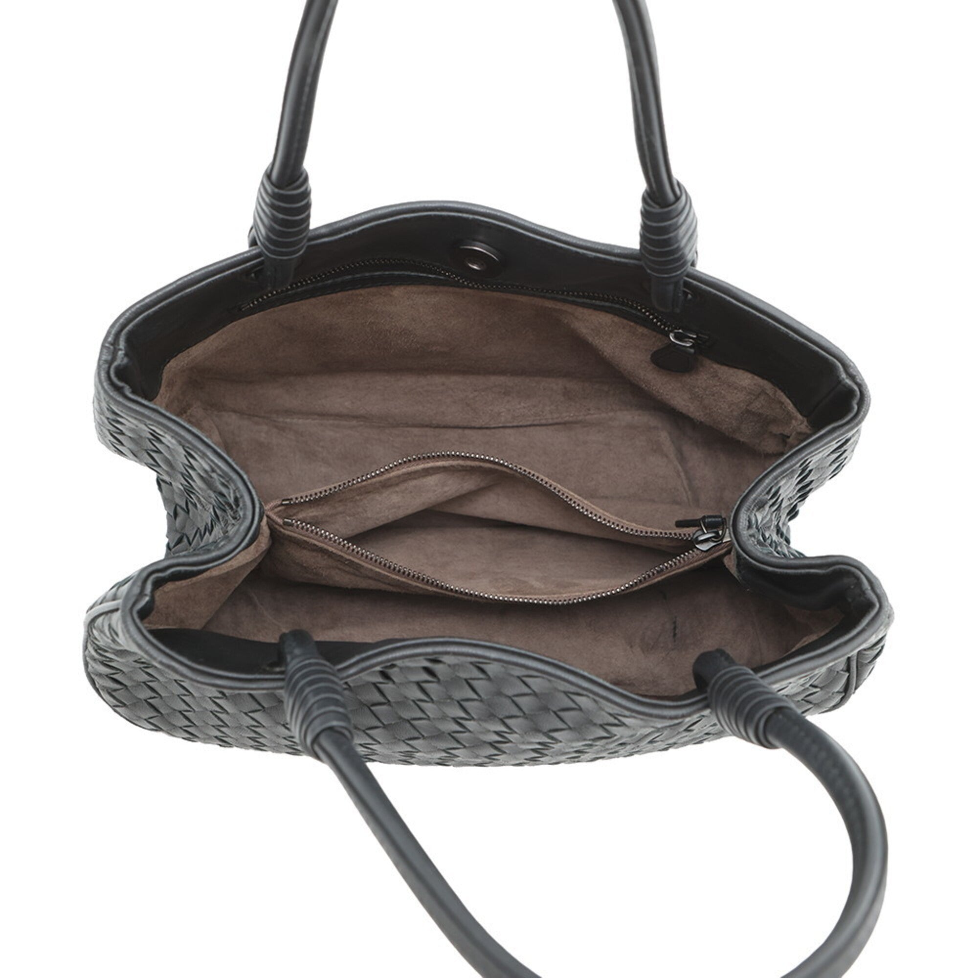 Bottega Veneta Intrecciato Black Leather Handbag (Pre-Owned)