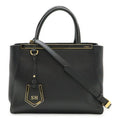 Fendi 2Jours Black Leather Handbag Shoulder Bag Tote Bag (Pre-Owned)