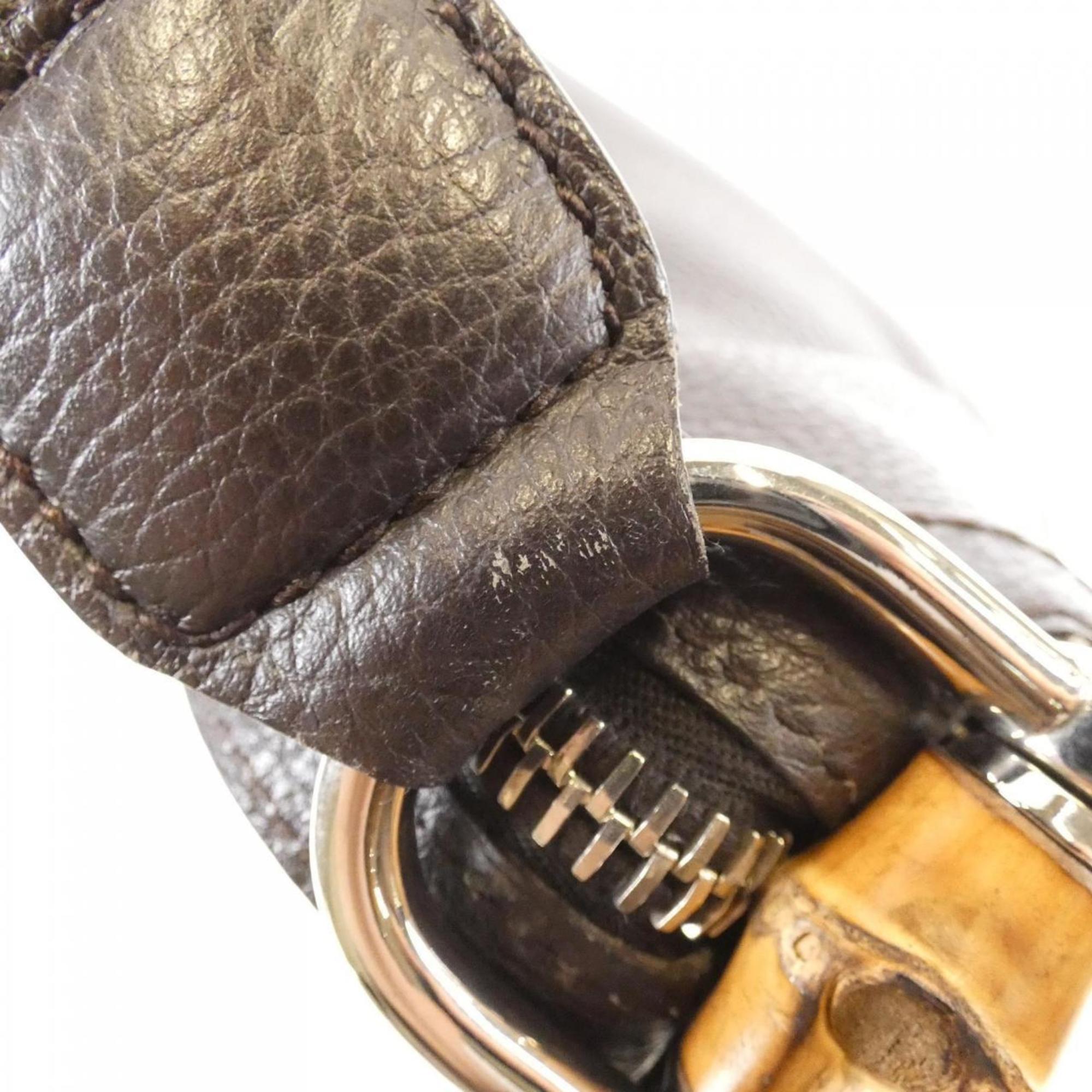 Gucci Dark Brown Leather Handbag (Pre-Owned)