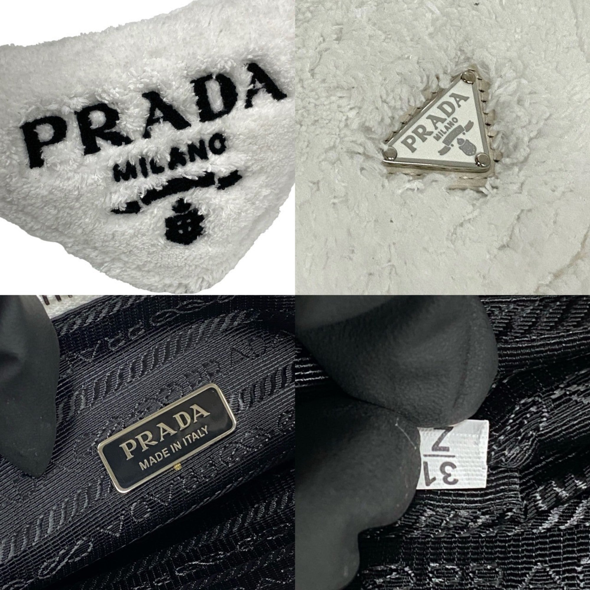 Prada White Pile Fabric Handbag (Pre-Owned)