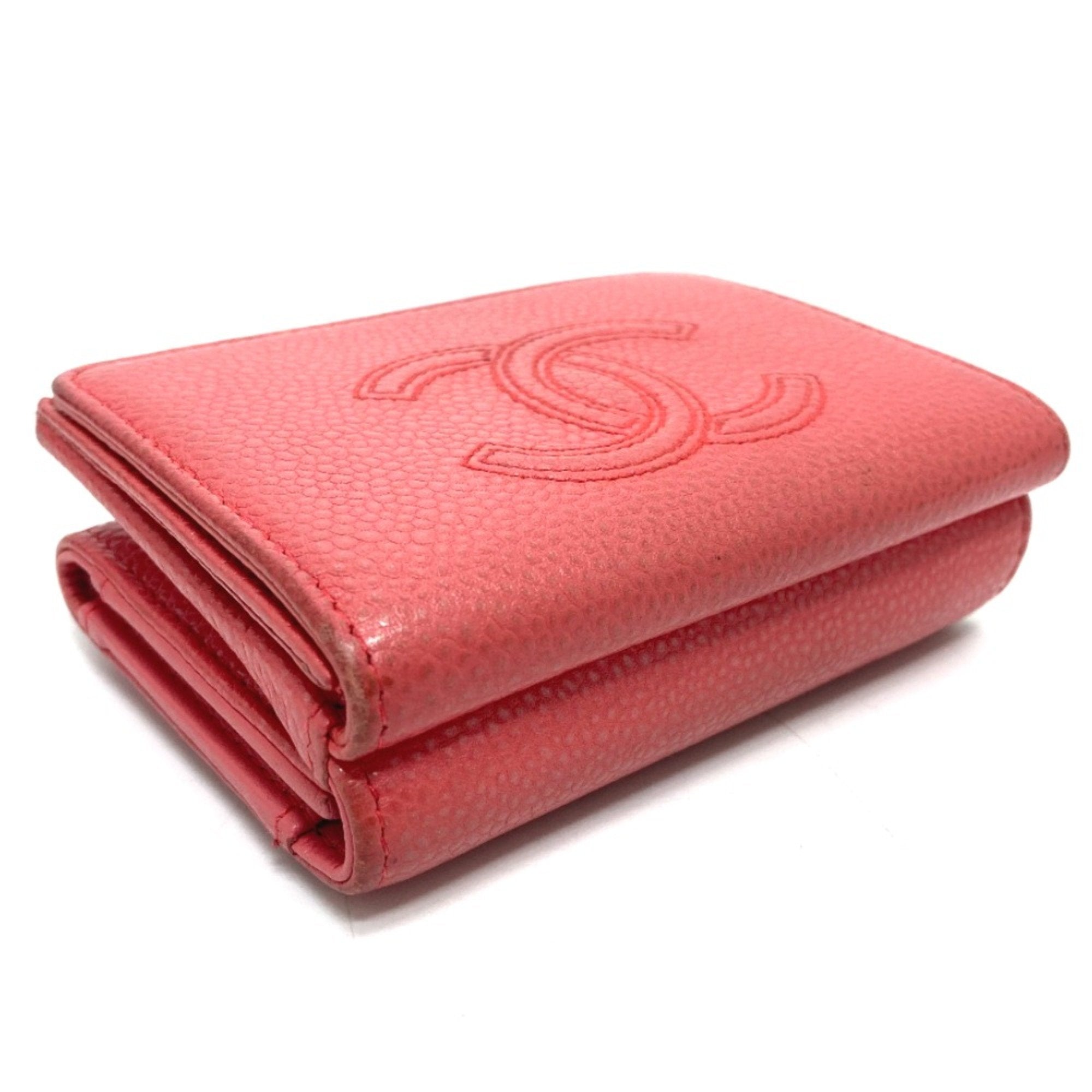 Chanel Pink Leather Wallet (Tri-Fold) (Pre-Owned)