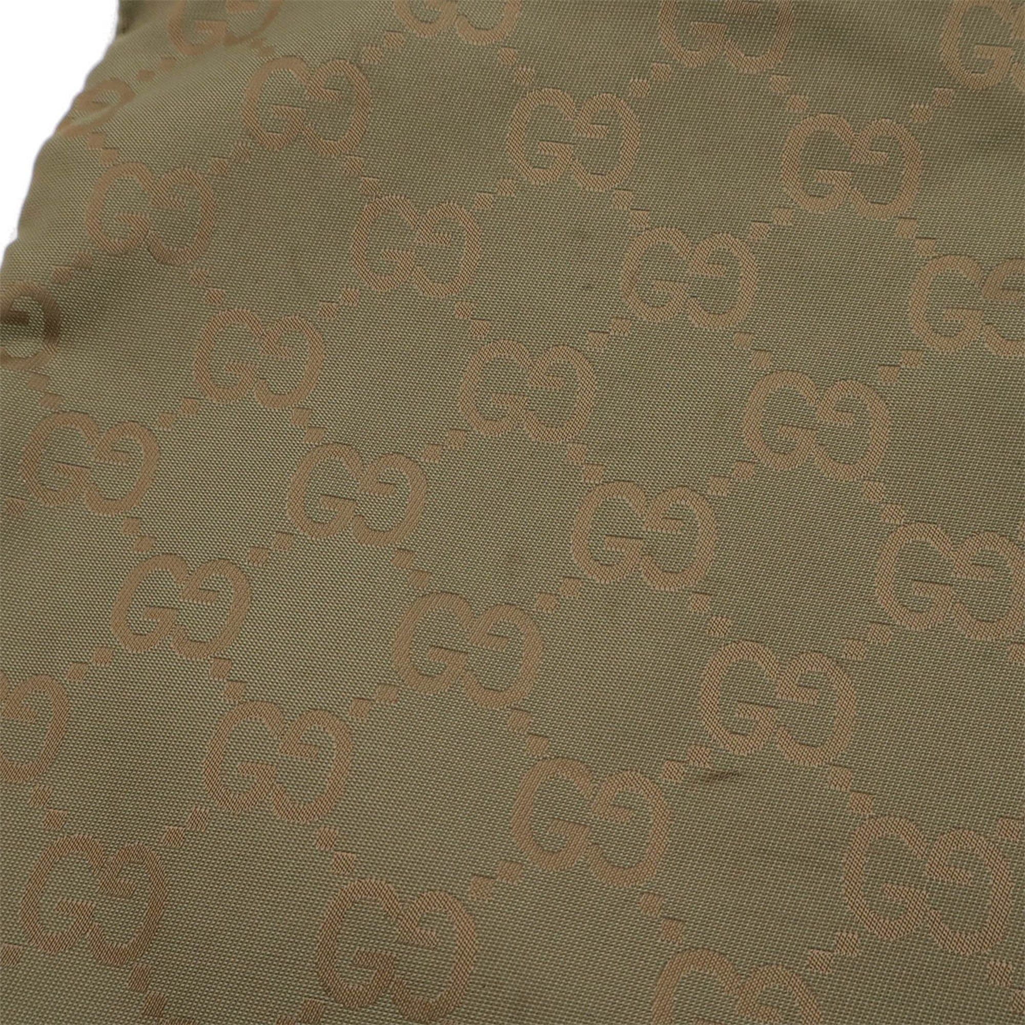 Gucci Green Khaki Nylon Leather Clutch Bag Pouch (Pre-Owned)