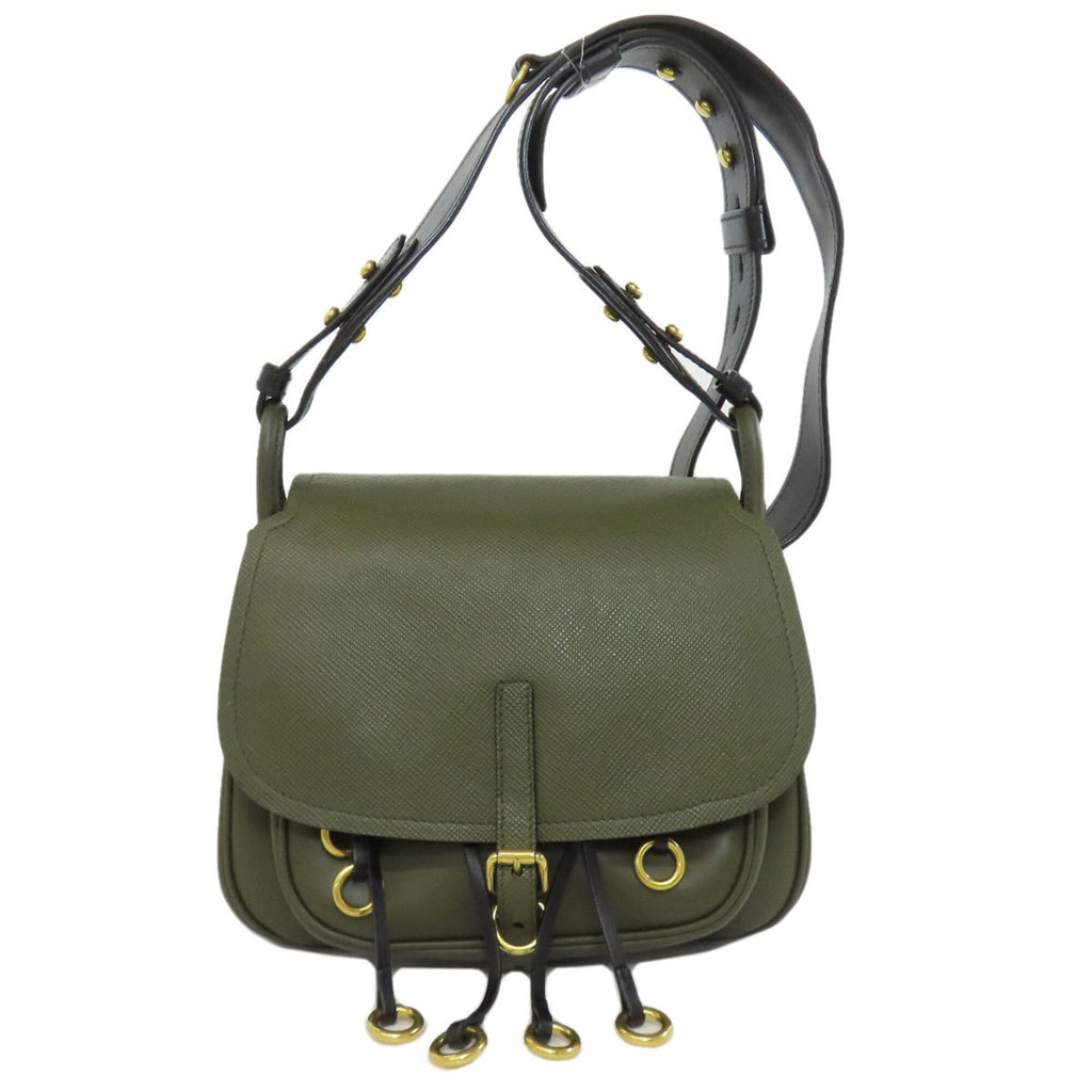 Prada Khaki Leather Shoulder Bag (Pre-Owned)