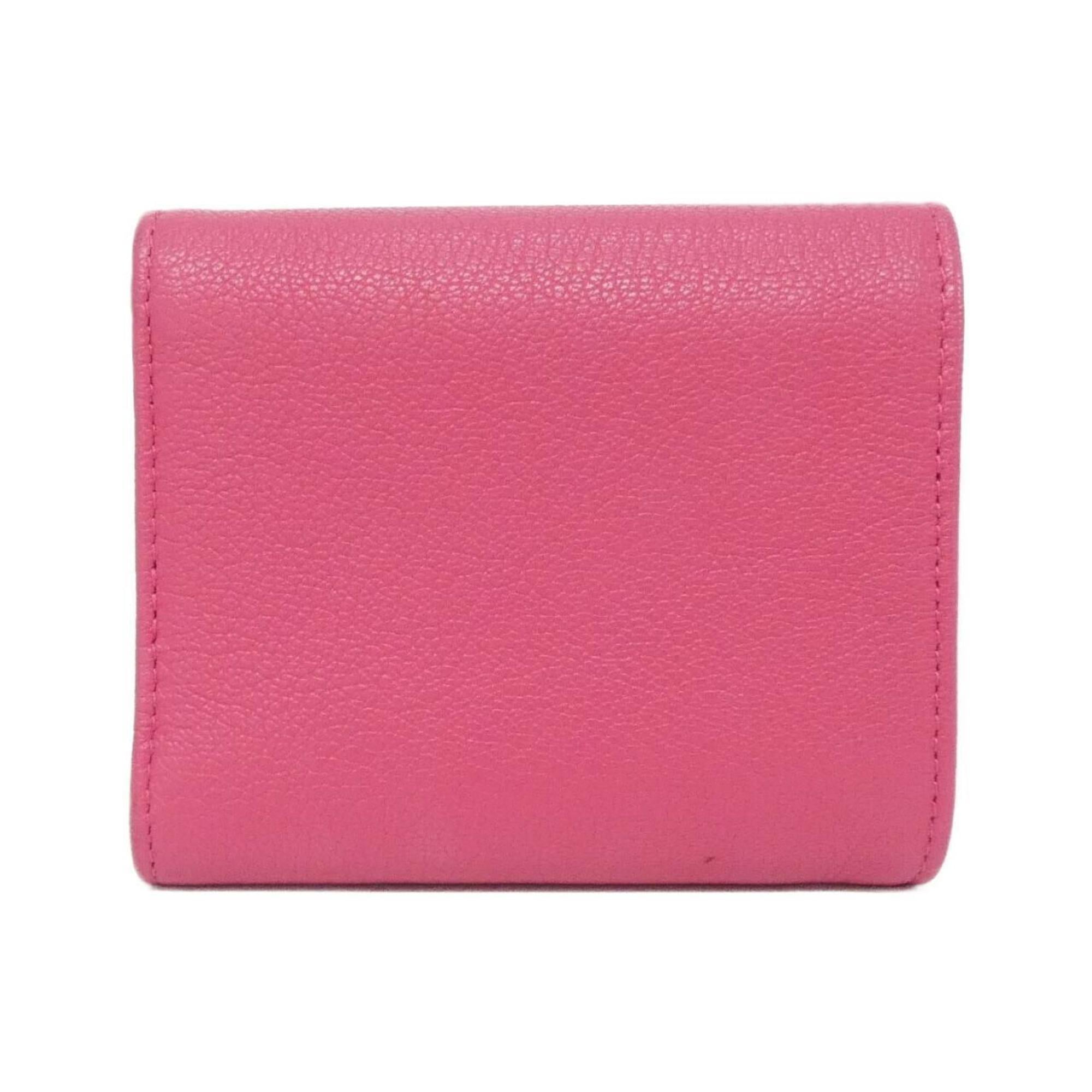 Chanel Pink Leather Wallet (Tri-Fold) (Pre-Owned)
