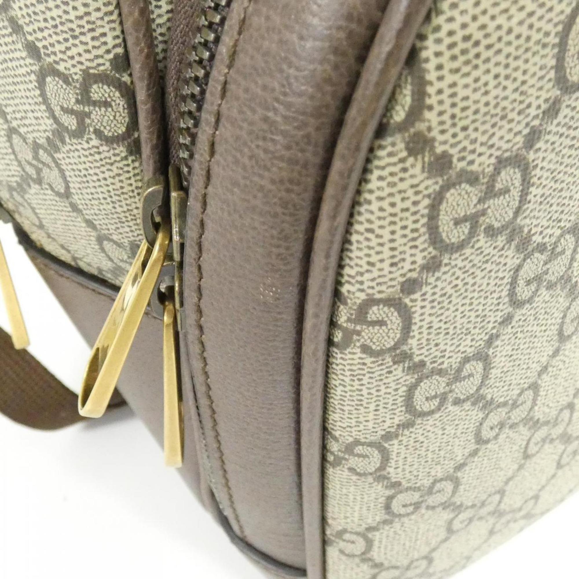 Gucci Beige Brown Gg Supreme Canvas Leather Shoulder Bag (Pre-Owned)