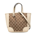 Gucci Beige Ivory Canvas Leather Handbag Shoulder Bag (Pre-Owned)