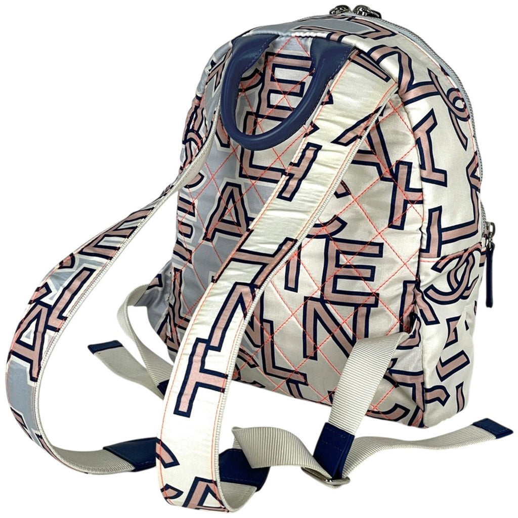 Chanel Matelasse Blue Nylon Leather Backpack (Pre-Owned)