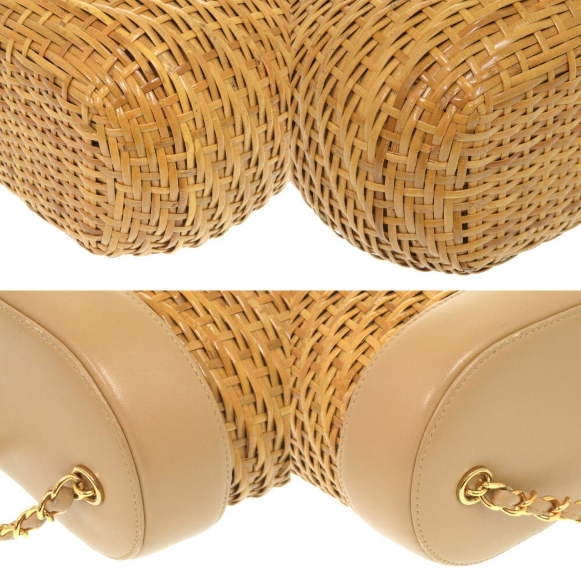 Chanel Beige Straw Leather Shoulder Bag (Pre-Owned)