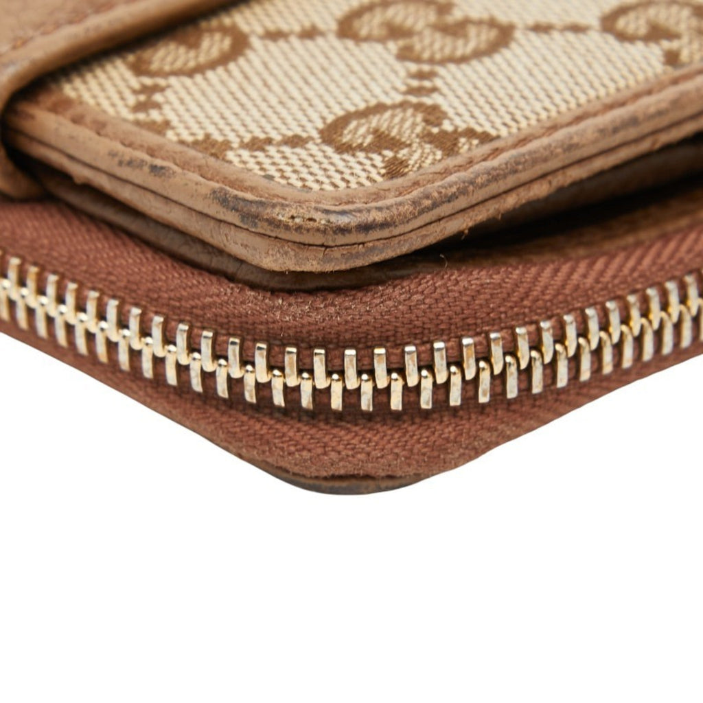 Gucci Beige Brown Canvas Leather Wallet (Bi-Fold) (Pre-Owned)