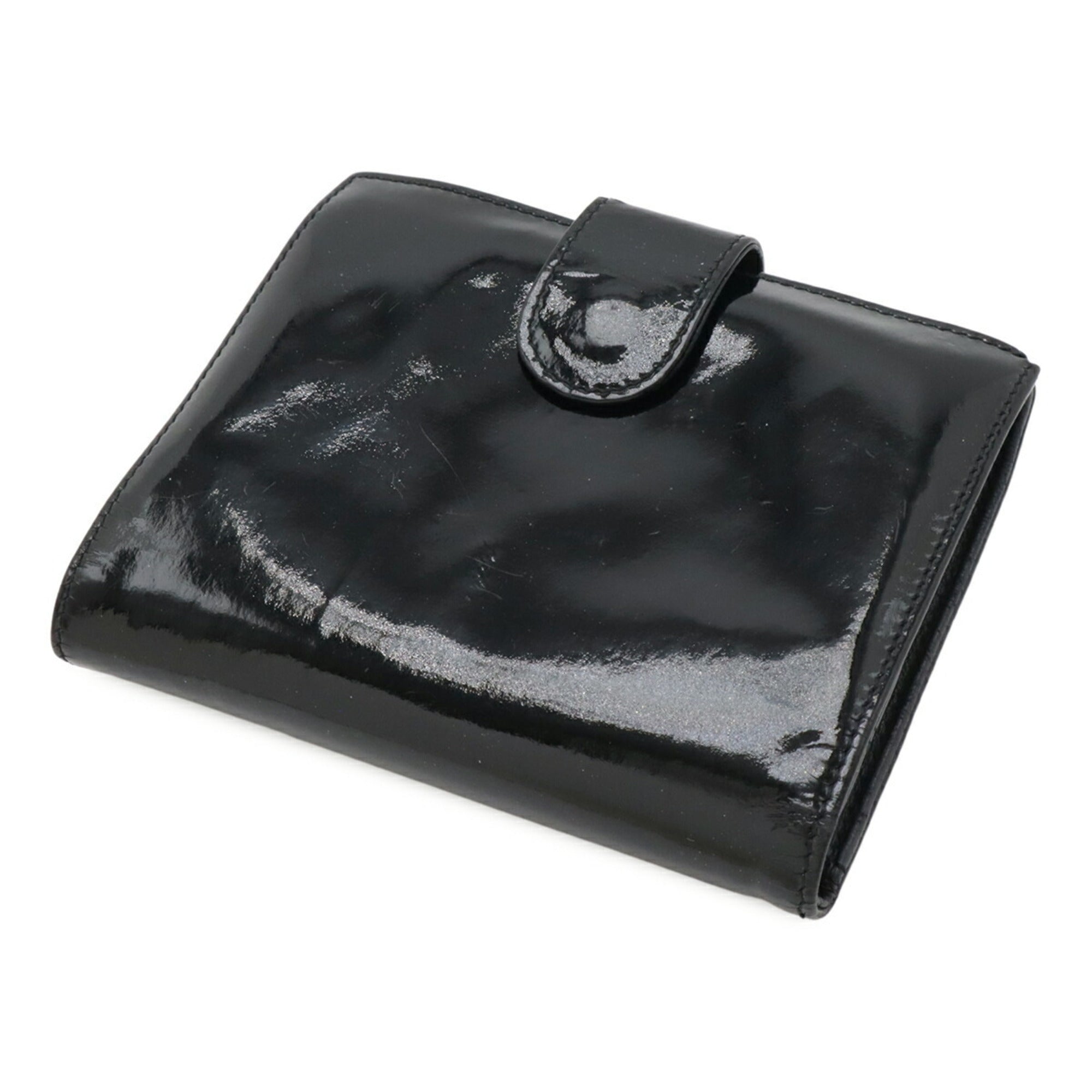 Chanel Black Patent Leather Wallet (Bi-Fold) (Pre-Owned)