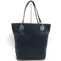 Gucci Gg Canvas Black Gg Canvas Leather Handbag Tote Bag (Pre-Owned)