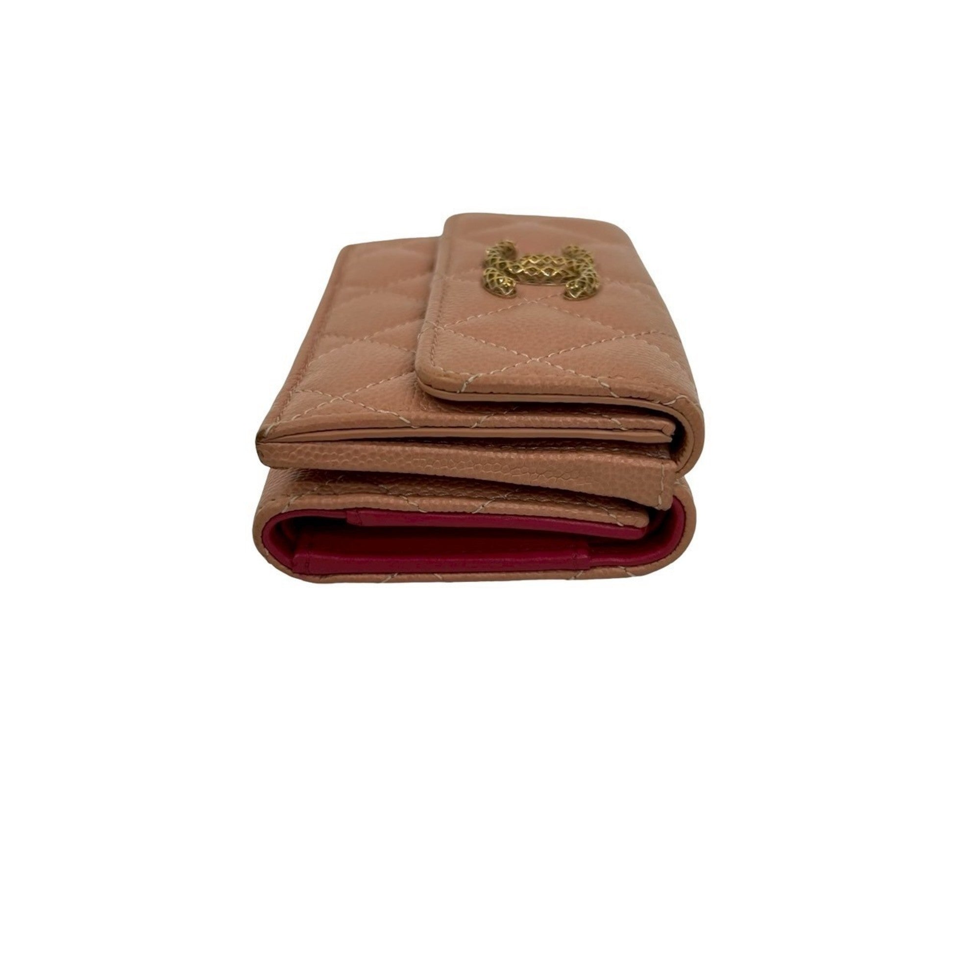 Chanel Beige Pink Grained Calfskin Wallet (Tri-Fold) (Pre-Owned)