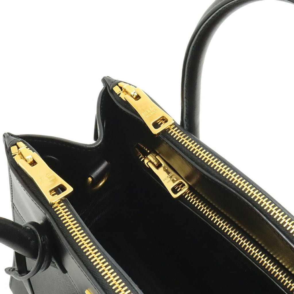 Prada Saffiano Black Nero Leather Handbag Shoulder Bag (Pre-Owned)