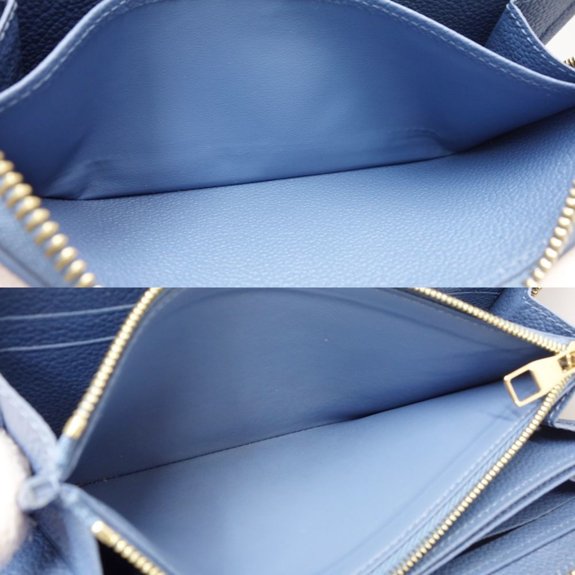 Louis Vuitton Blue Jean Cream Leather Long Wallet (Bi-Fold) (Pre-Owned)