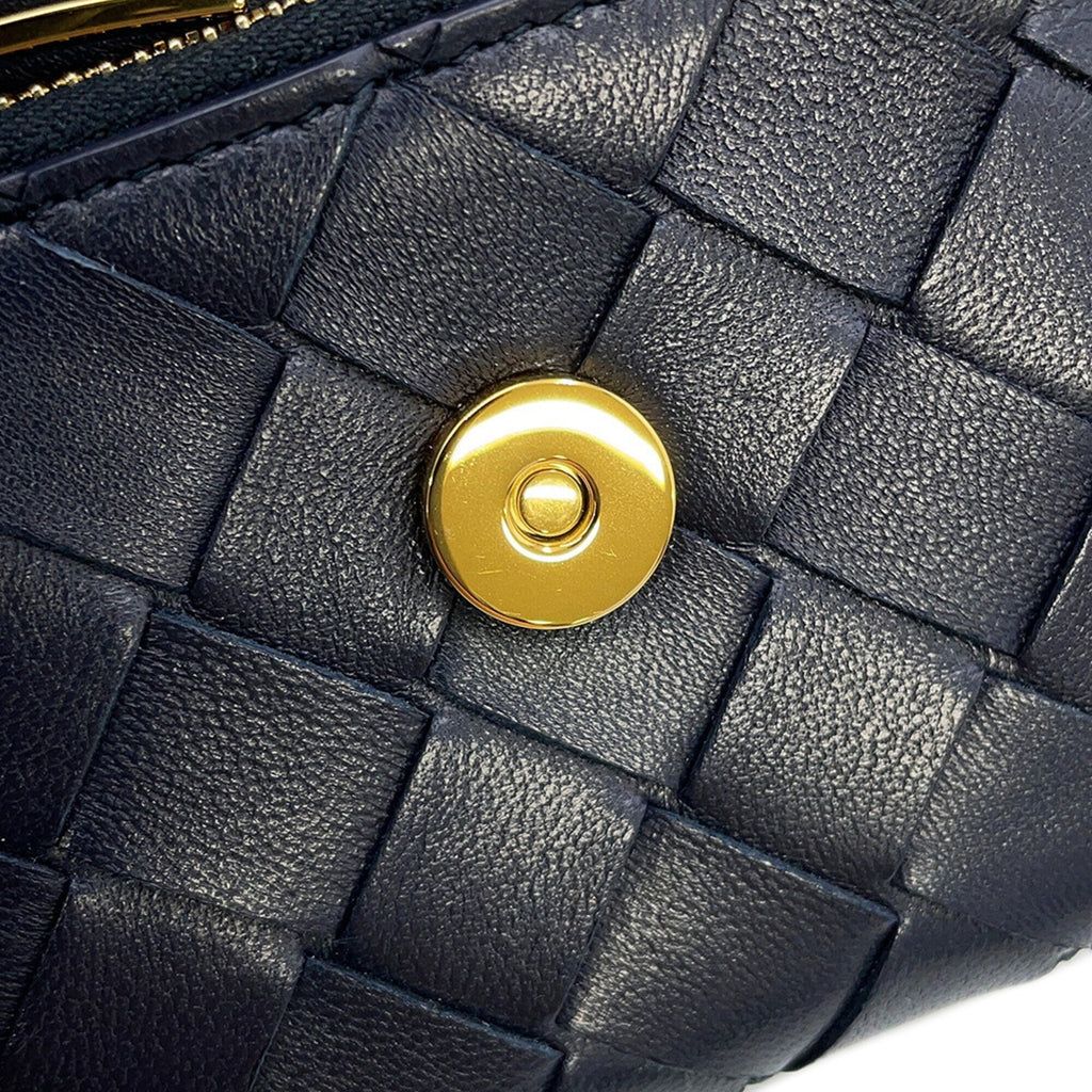 Bottega Veneta Black Navy Leather Wallet (Tri-Fold) (Pre-Owned)