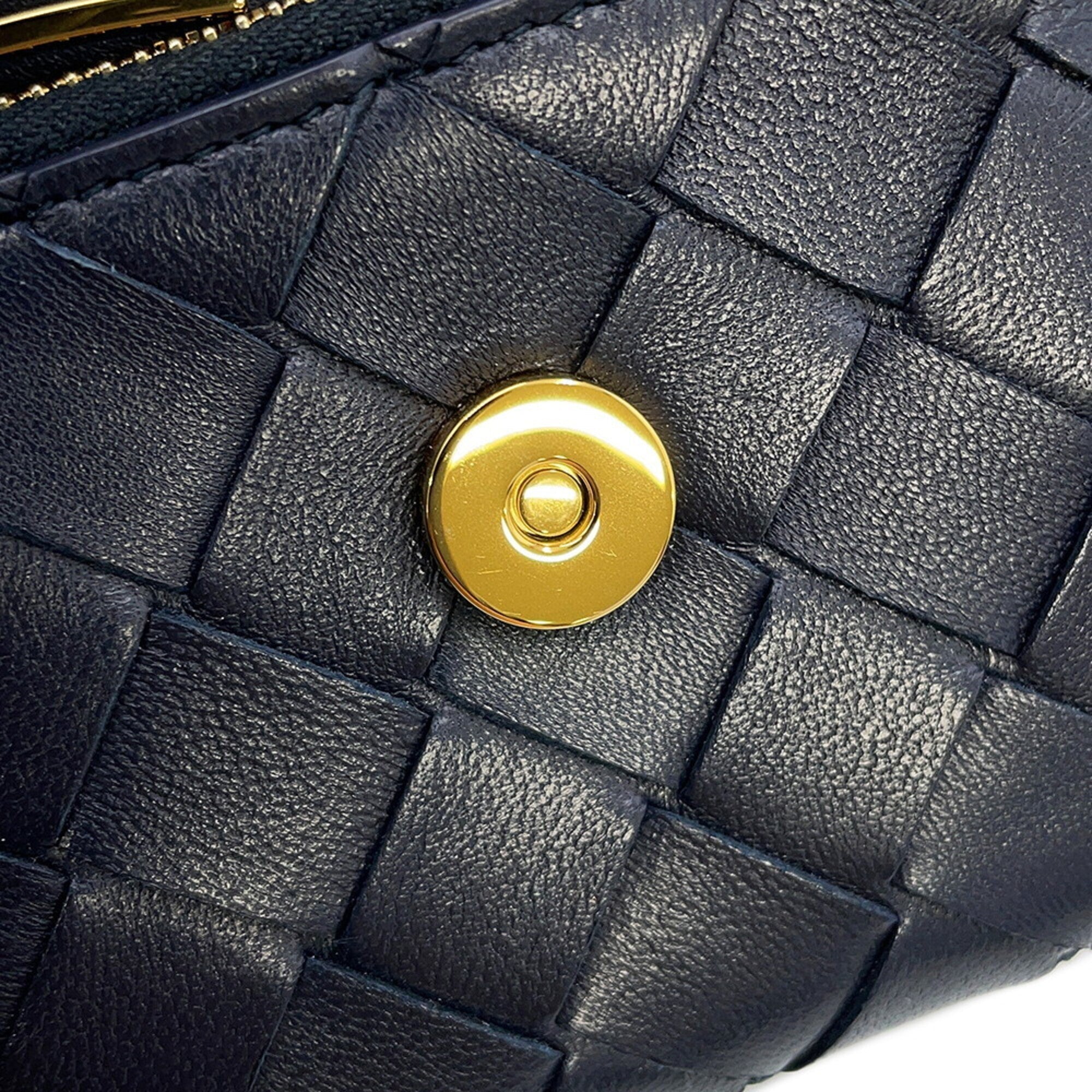 Bottega Veneta Black Navy Leather Wallet (Tri-Fold) (Pre-Owned)