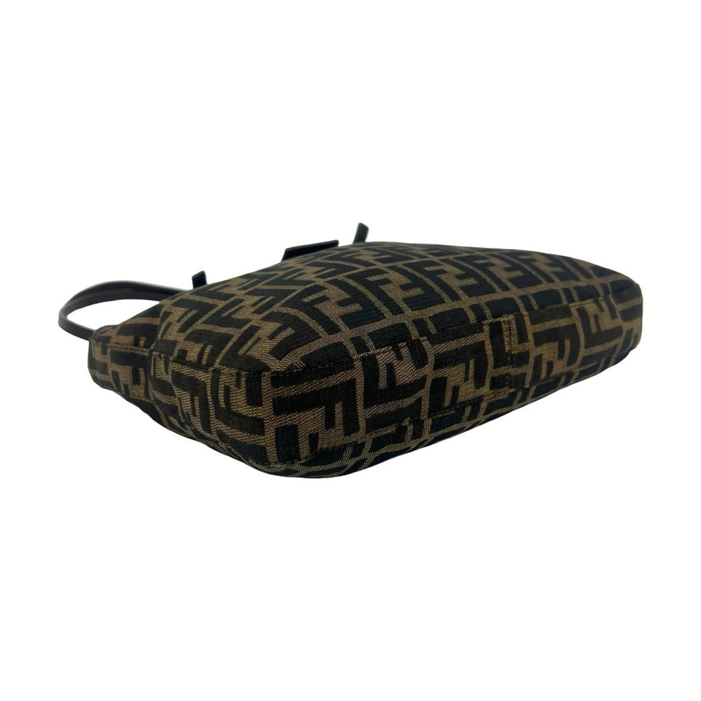 Fendi Black Brown Canvas Leather Shoulder Bag Tote Bag (Pre-Owned)
