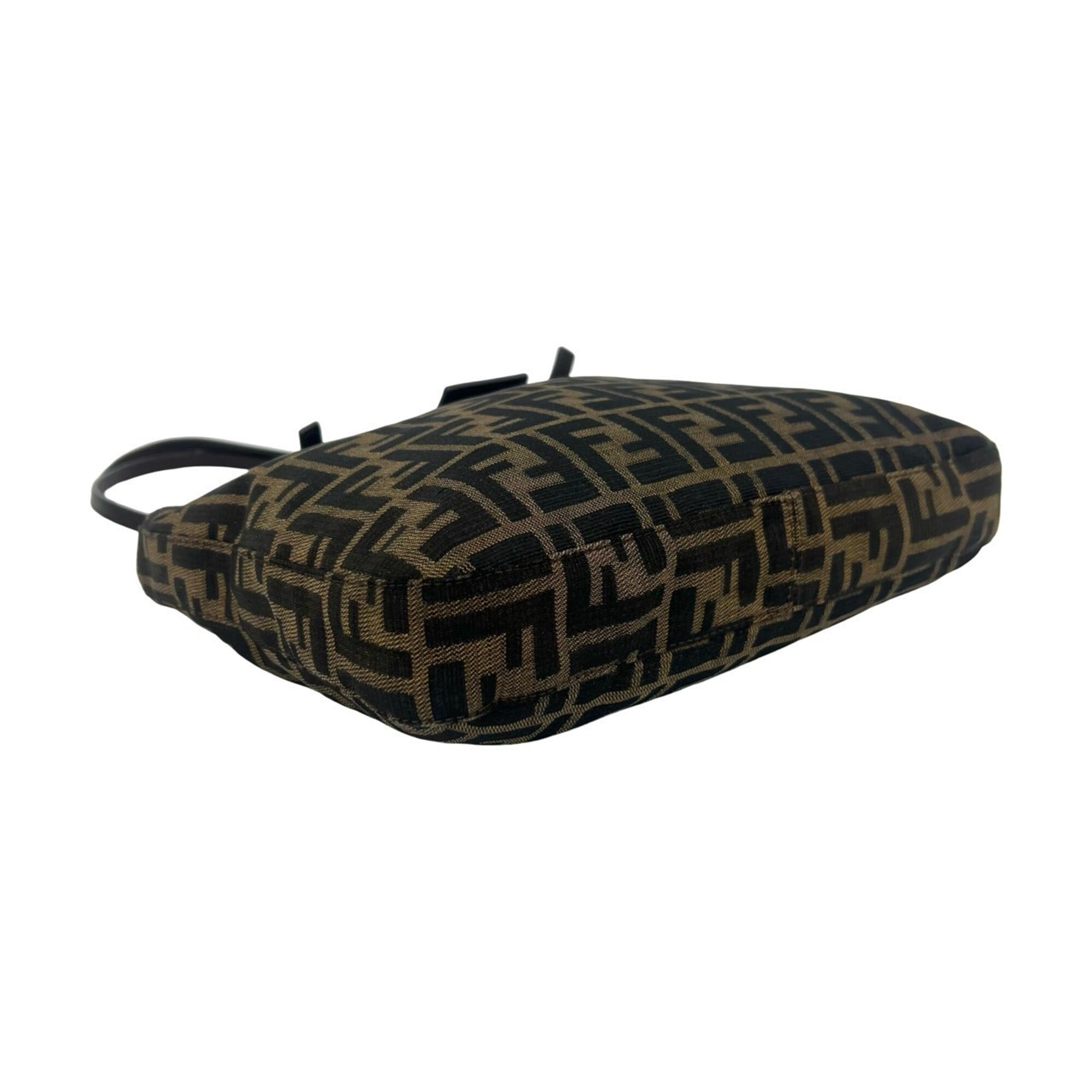 Fendi Black Brown Canvas Leather Shoulder Bag Tote Bag (Pre-Owned)