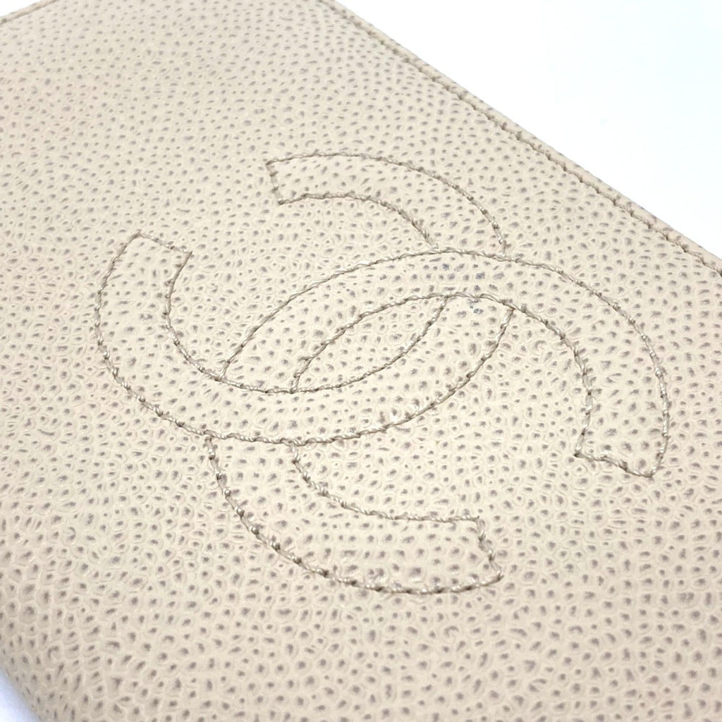 Chanel Beige Leather Long Wallet (Bi-Fold) (Pre-Owned)