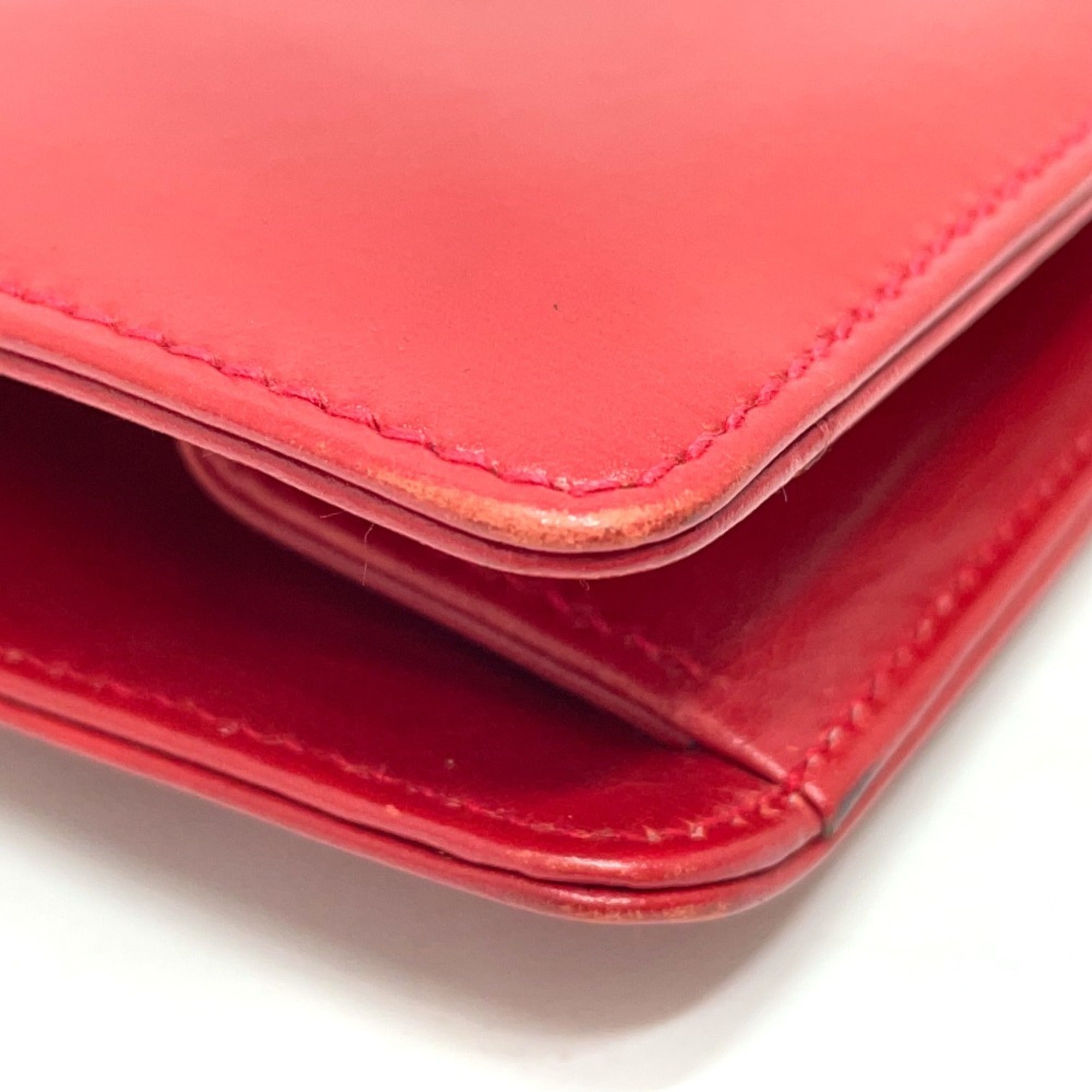 Gucci Red Color Leather Clutch Bag Shoulder Bag (Pre-Owned)