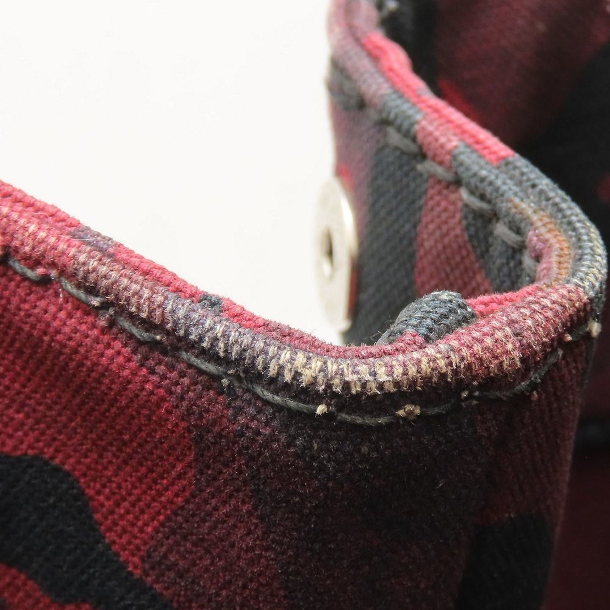Prada Canapa Red Color Canvas Tote Bag (Pre-Owned)