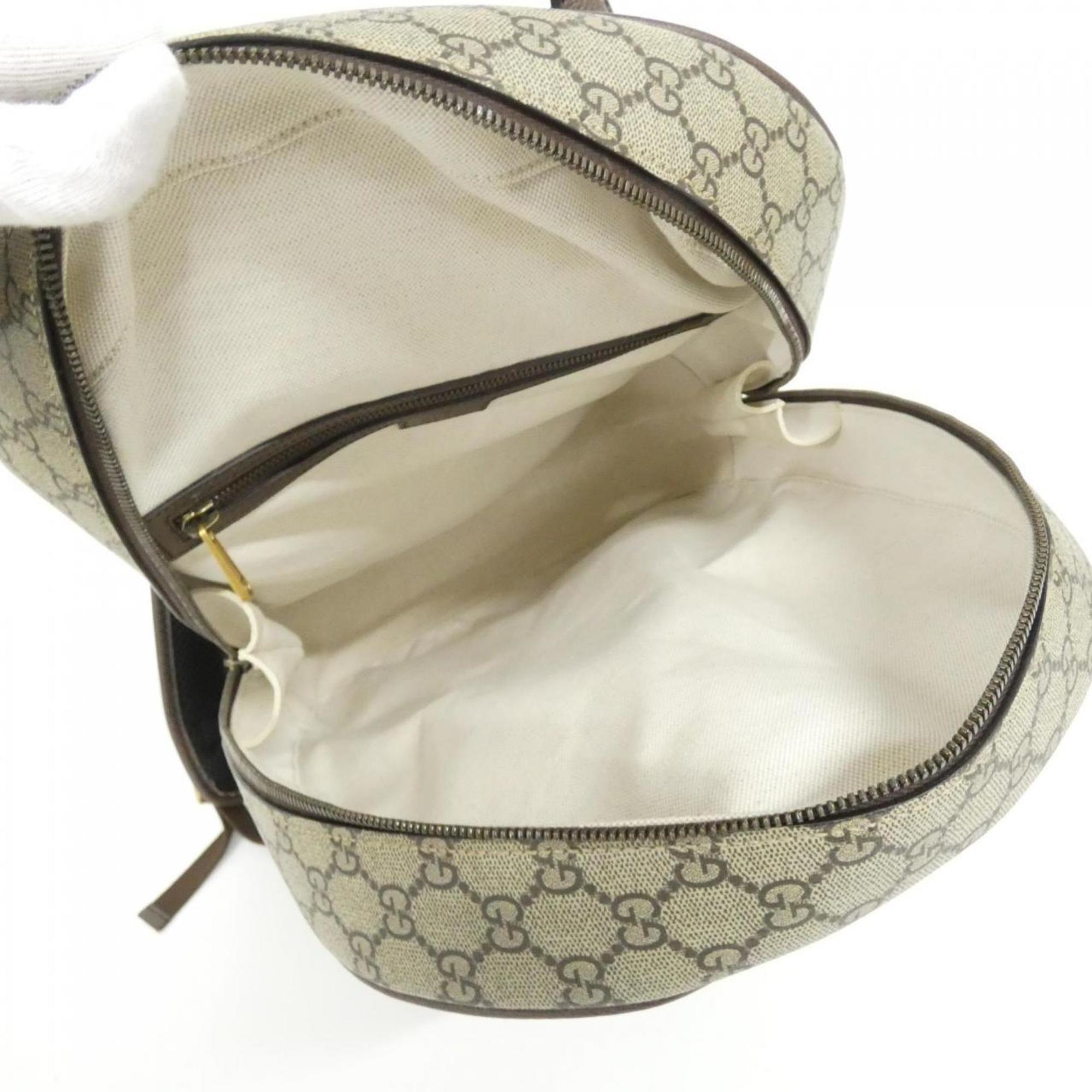 Gucci Beige Brown Gg Supreme Canvas Leather Shoulder Bag (Pre-Owned)