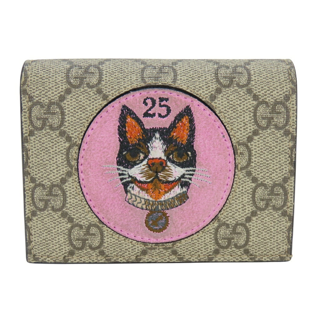 Gucci Beige Pink Red Color Gg Supreme Wallet (Bi-Fold) (Pre-Owned)