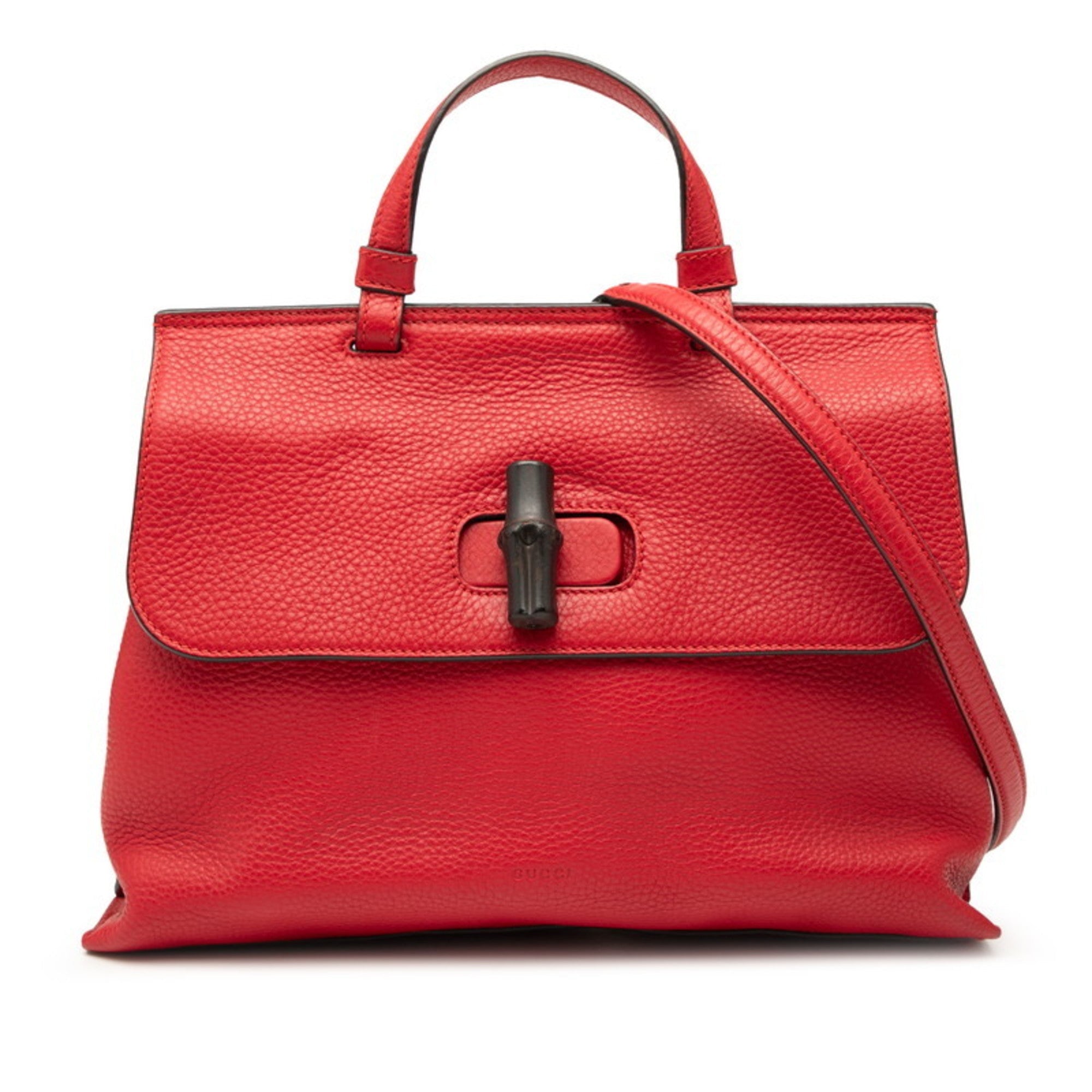 Gucci Red Color Leather Handbag Shoulder Bag (Pre-Owned)