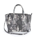 Prada Saffiano Black Gray Leather Shoulder Bag (Pre-Owned)