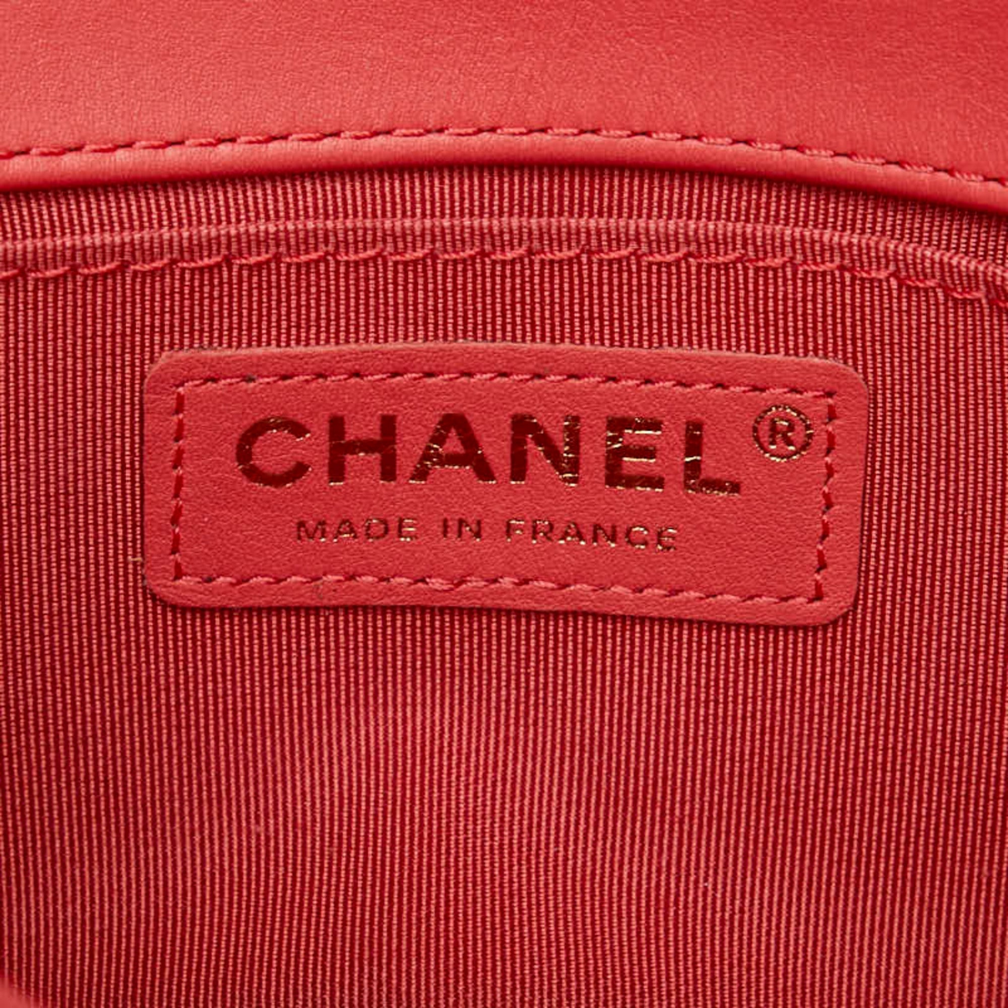 Chanel Boy Chanel Multi-Color Pink White Tweed Leather Shoulder Bag (Pre-Owned)