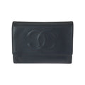 Chanel Black Grained Calfskin Wallet (Tri-Fold) (Pre-Owned)