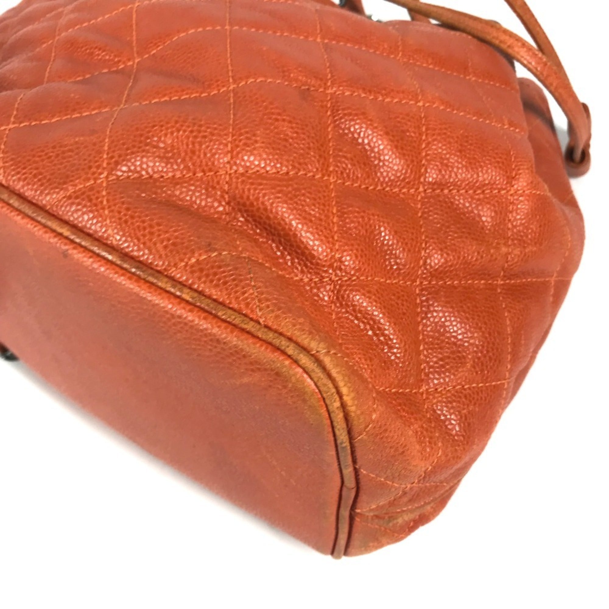 Chanel Orange Caviar Leather Backpack Shoulder Bag (Pre-Owned)