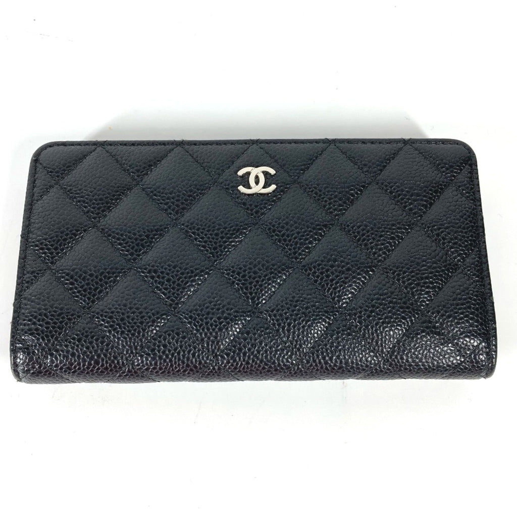 Chanel Black Leather Long Wallet (Bi-Fold) (Pre-Owned)