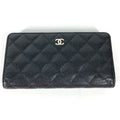 Chanel Black Leather Long Wallet (Bi-Fold) (Pre-Owned)