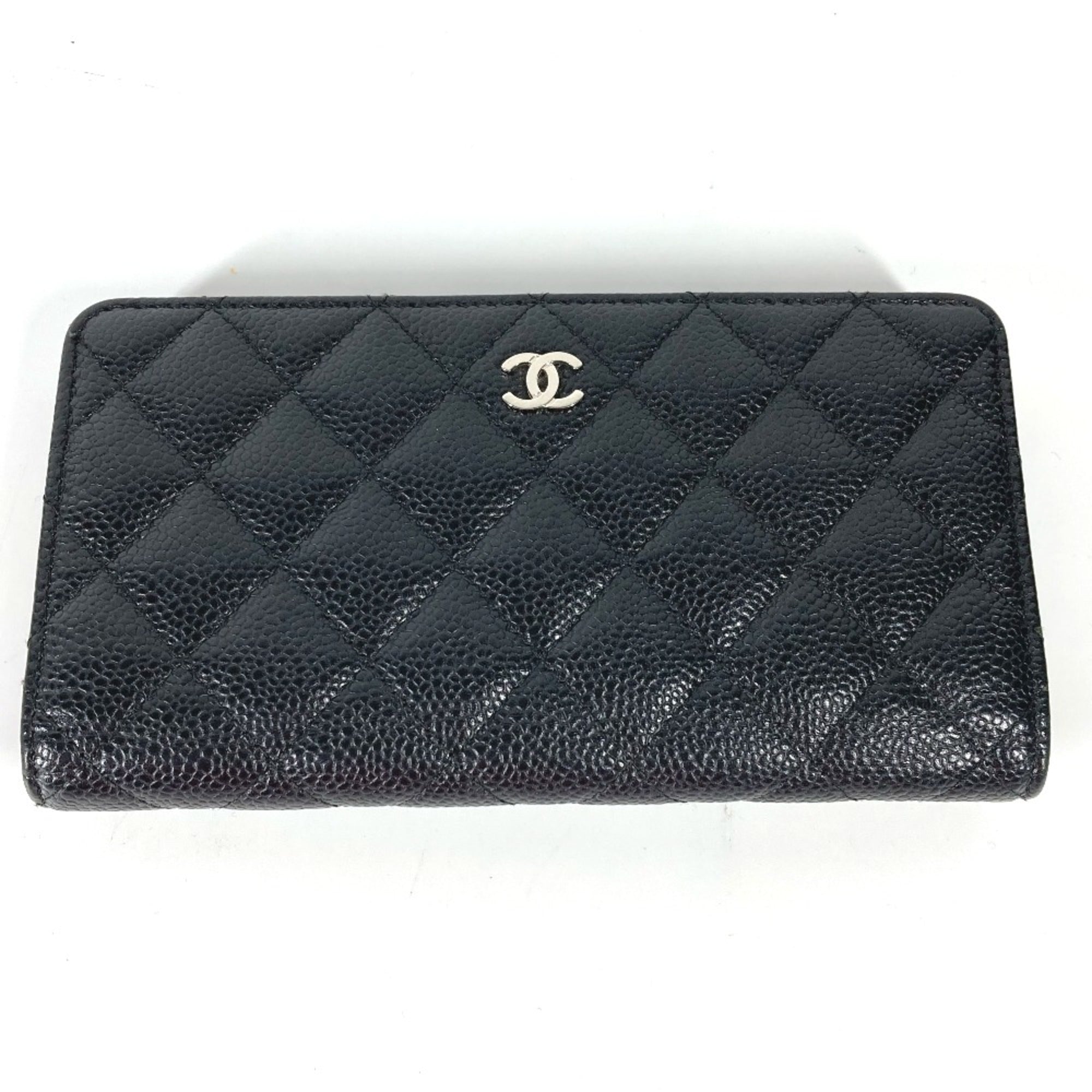 Chanel Black Leather Long Wallet (Bi-Fold) (Pre-Owned)