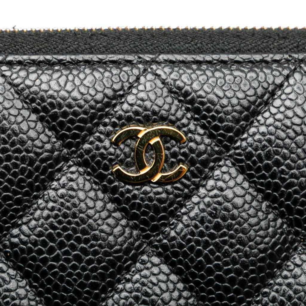 Chanel Black Grained Calfskin Long Wallet (Bi-Fold) (Pre-Owned)