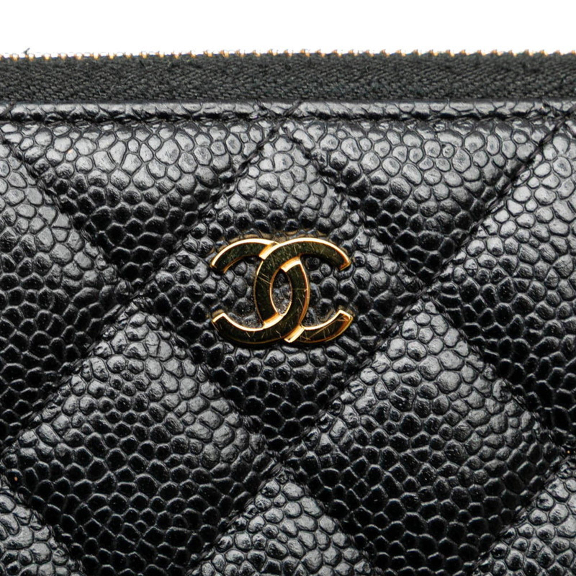 Chanel Black Grained Calfskin Long Wallet (Bi-Fold) (Pre-Owned)