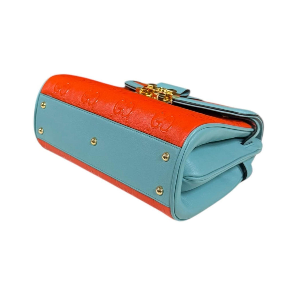 Gucci Light Blue Orange Leather Shoulder Bag (Pre-Owned)