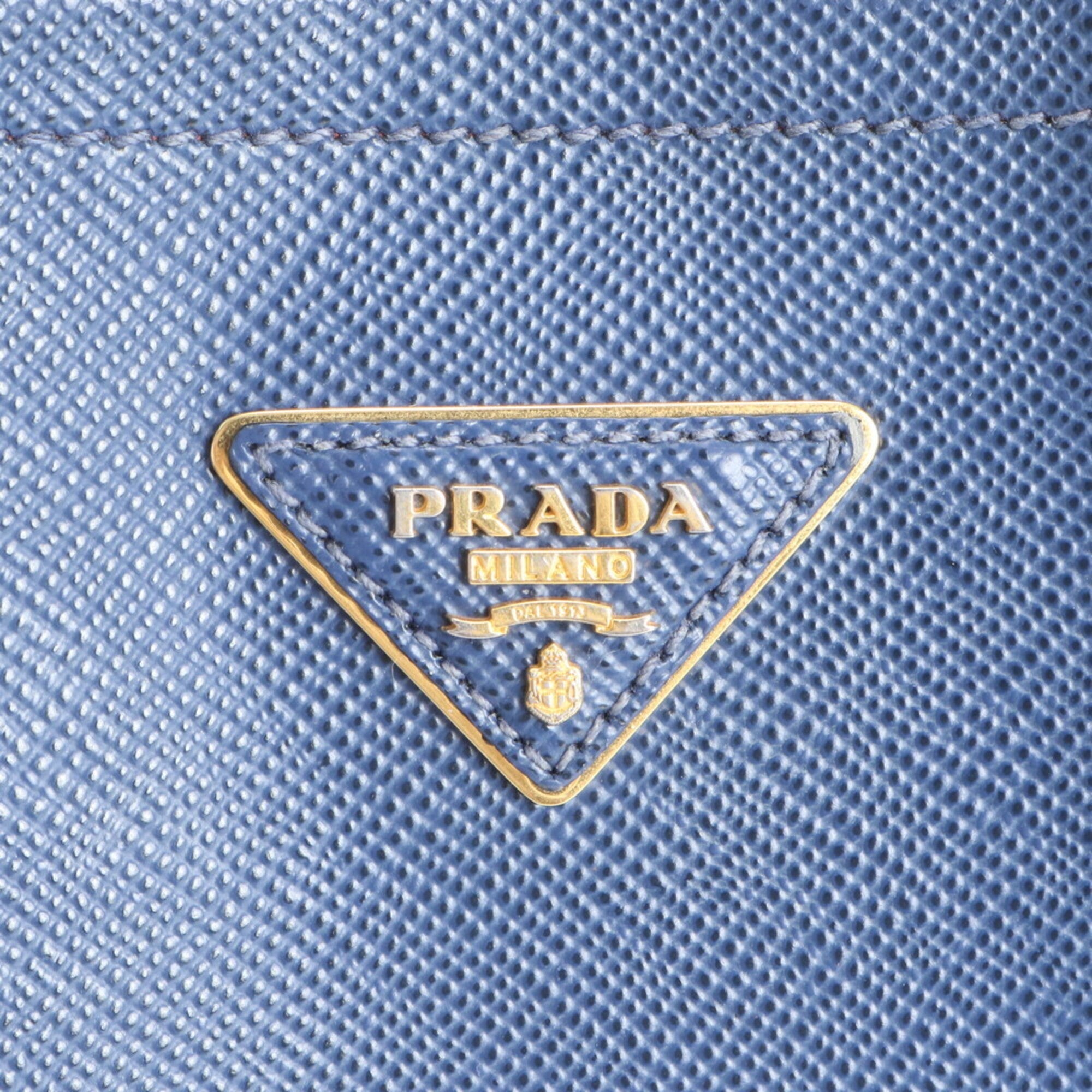 Prada Blue Leather Handbag Tote Bag (Pre-Owned)