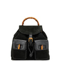 Gucci Bamboo Black Suede Leather Backpack (Pre-Owned)