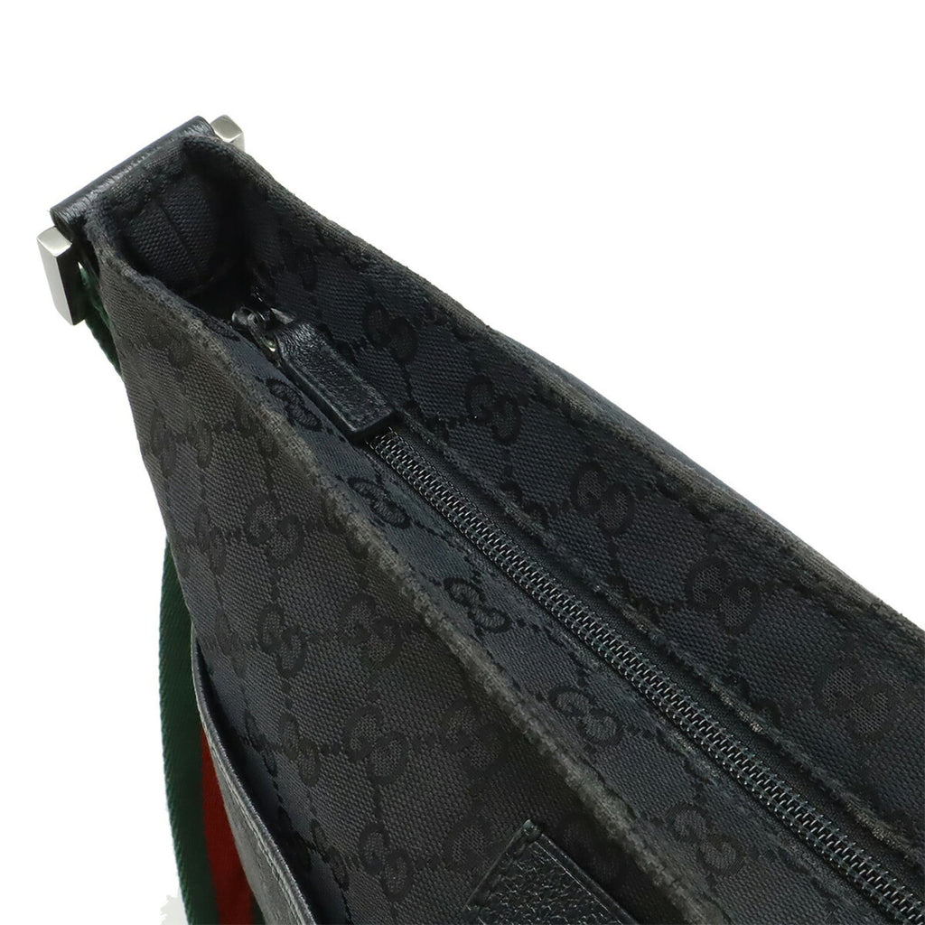 Gucci Black Green Red Color Gg Canvas Shoulder Bag (Pre-Owned)