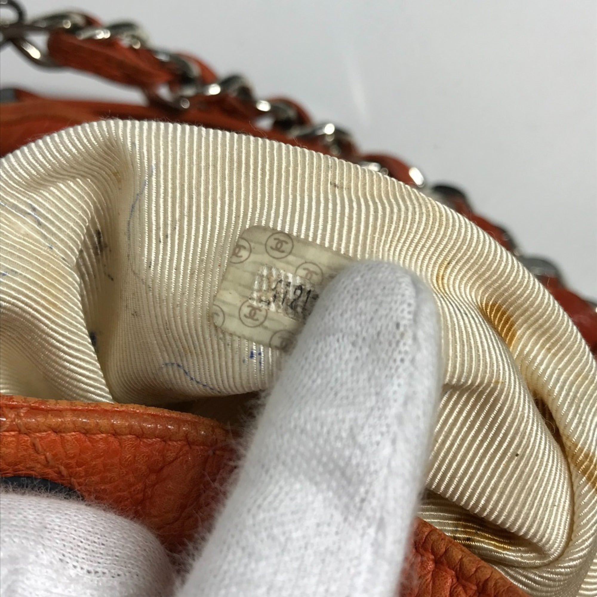 Chanel Orange Caviar Leather Backpack Shoulder Bag (Pre-Owned)