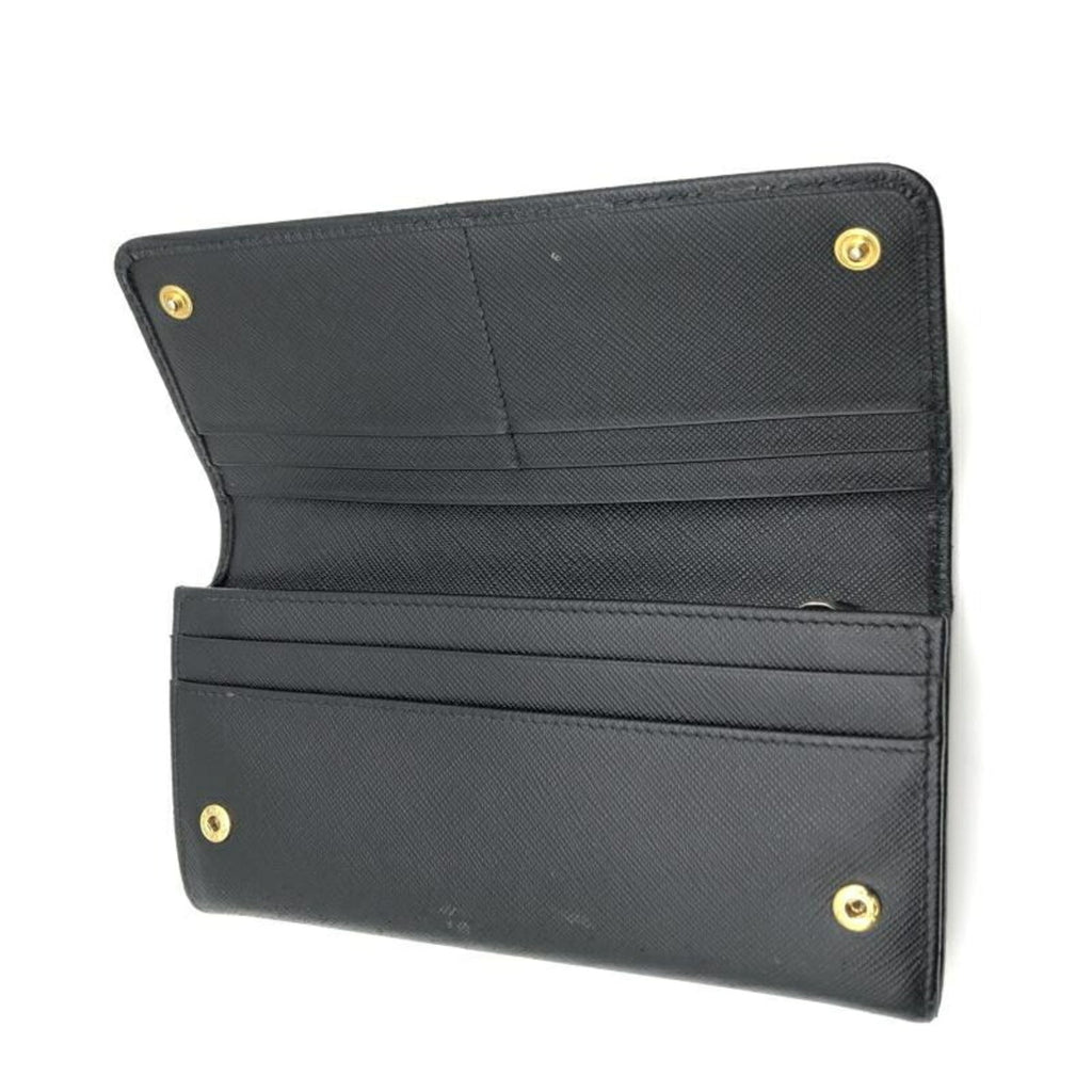 Prada Black Saffiano Long Wallet (Bi-Fold) (Pre-Owned)