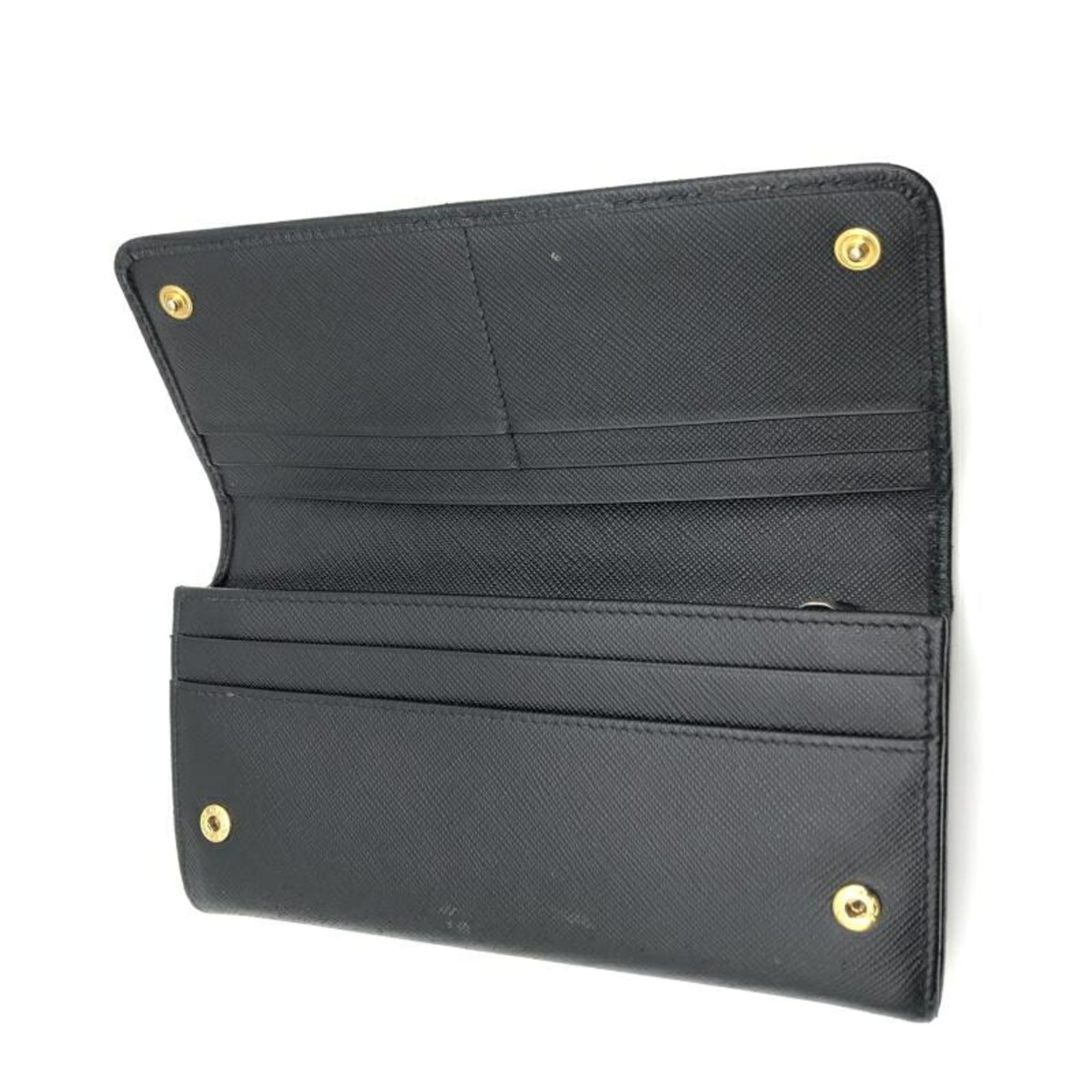 Prada Black Saffiano Long Wallet (Bi-Fold) (Pre-Owned)